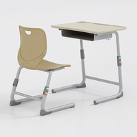 Ensembles de chaises et de bureaux en aluminium pour étudiants universitaires en gros pour le mobilier scolaire