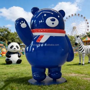 Escultura de Oso Azul en Acero Inoxidable Personalizada - Decoración de Dibujos Animados OEM/ODM para Zoológicos y Parques de Atracciones - Product Image 6