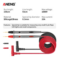 Câble de test numérique ANENG PT1032 20A avec embout spécial plaqué or, 1000V, en caoutchouc de silicone ignifuge, aiguille dorée pointue