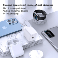 Chargeurs GaN 45W Adaptateur de voyage Chargeur mural rapide pour téléphone portable Quick 25 20Watt Double UAB-C PD Charging pour iPhone Xiaomi