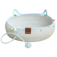 Coussin-caverne pour chats et chiens avec balle jouet intégrée, coussin, oreiller, tapis rafraîchissant, motif uni, lavable, respirant, toutes saisons, tailles S/M/L