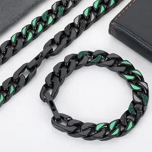 Pulsera con gradiente de pintura para hombre y mujer, brazalete personalizado de estilo Punk, Hip Hop, cubano, Curb Link, Miami, color blanco, venta al por mayor, envío directo