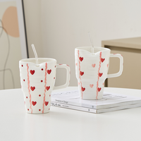 Grande tasse à lait en céramique écologique, créative, colorée sous glaçure, en forme de cœur et de nœud, compatible micro-ondes et lave-vaisselle, certifiée CE