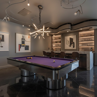 Nouvelles conceptions de table de billard de luxe moderne haut de gamme avec plateau en ardoise américain en acier inoxydable 304, couleurs personnalisables