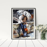 Peinture Diamant Personnalisée Photo, Kit Complet, Portrait Acrylique, Diamants Ronds AB, Peinture Diamant Paysage Marin, Décoration de Chambre pour Couples