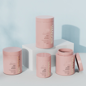 250ml 300ml Plástico de color rosa personalizado <span class=keywords><strong>100</strong></span>% Rpet BPA Botella de píldora GRATIS Cápsula farmacéutica Vitamina Tarro de plástico Botella cilíndrica - Product Image 1