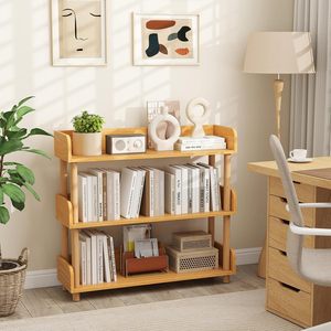 Étagère de rangement en bois à plusieurs niveaux pour la maison, le bureau ou le salon, avec 3 étagères et design sans dossier - Product Image 1