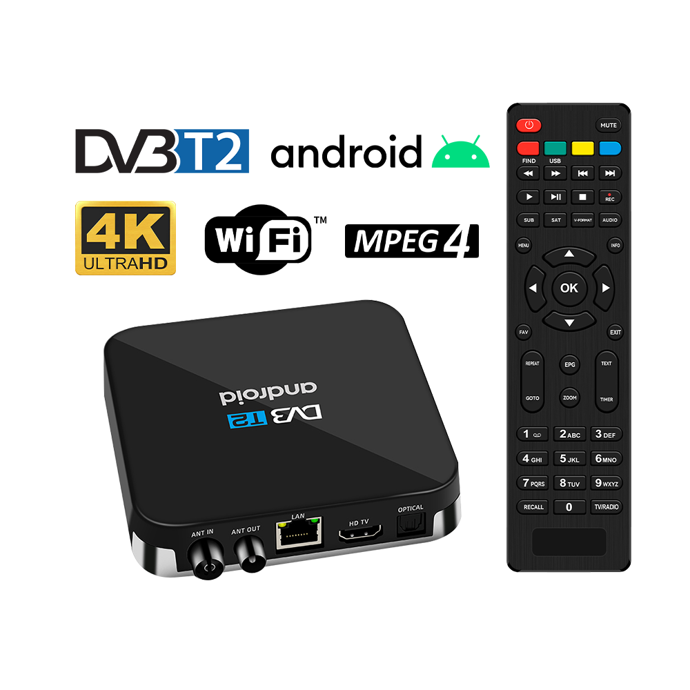 Android 9 DVB T2 Set Top Box - FTA Channels Dual Wifi Combo