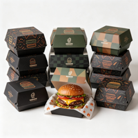 Boîtes à emporter pour hamburgers, étanches, avec impression de logo personnalisé, en papier kraft alimentaire, emballage alimentaire