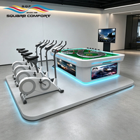 Bicicleta de Fitness Interactiva S.Q.F de 4 Estaciones con Pantalla LED y Puntuación, Bicicleta de Spinning con Respuesta a la Pista, para Gimnasios Comerciales/Arcades
