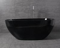 Baignoire autoportante noire en pierre artificielle pour intérieur, très vendue, avec fonction de trempage et accessoire de vidange