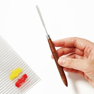 Espátula para Base <span class=keywords><strong>de</strong></span> Maquillaje Estilo Japonés, <span class=keywords><strong>Palo</strong></span> para Mezclar Colores y Ajustar Pegamento, Mango <span class=keywords><strong>de</strong></span> Madera <span class=keywords><strong>de</strong></span> Palisandro Natural, Acero Inoxidable - Product Image 4