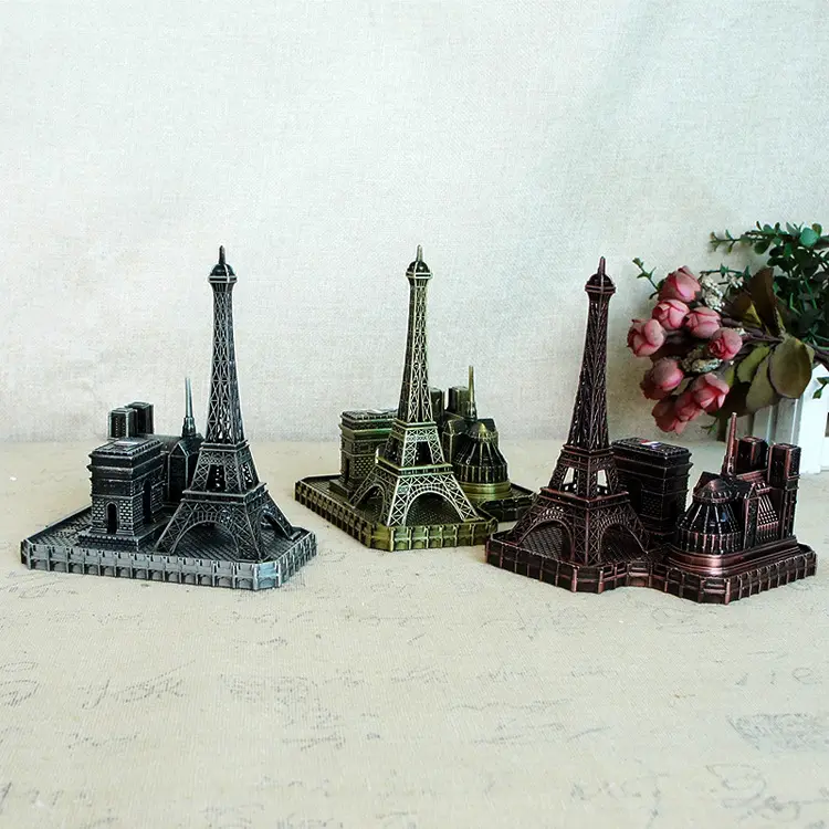 Modelo Arquitetônico De Paris, França Decorações Home Metal Arco De Triomphe De Notre Dame Liga Die Casting Artesanato/