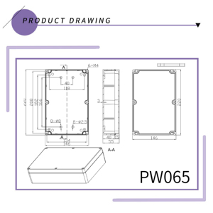 DRX PW065 222*146*56 mmプラスチックボックス電気エンクロージャーABS防水ジャンクションボックス - Product Image 2
