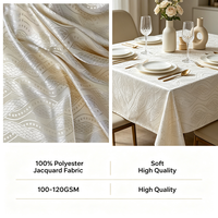 Tissu Jacquard 100% Polyester Disponible en OEM, Texture Luxe, Matériau Anti-rétrécissement pour Nappe de Table d'Hôtel, Mariage, Banquet