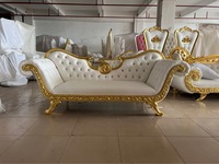 Canapé Trône Royal en Cuir Blanc et Doré de Qualité Supérieure pour Mariage, Chaise du Roi et du Marié