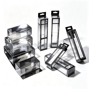 <b>Clear</b> Rectangle PET Plastic Box with Blister Tray for Cosmetic Packaging Transparent Foldable Retail Gift Box - Product Image 1