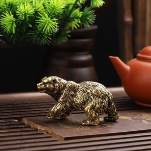 1pc Brass Big Bear Polar Bear Tabletop Ornament Brass Imposing Brown Bear Pet for Tea Antique <strong>Copper</strong> <strong>Gift</strong> - Product Image 1