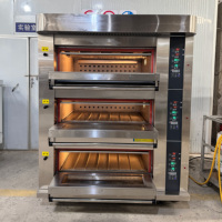 Four à boulangerie commercial de luxe à gaz, 3 étages, 6 plateaux, en acier inoxydable, commande numérique, haute efficacité, garantie 1 an, pour pain et gâteaux