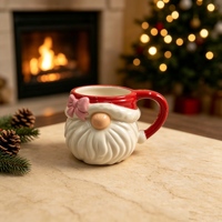 Pot à épices Gnome de Noël, finition brillante unique, décoration d'hiver, récipient à condiments fantaisie en porcelaine, accessoire de table à manger