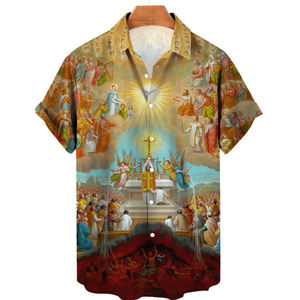Dieu Jésus chemises pour hommes Crucifié Religion Sublimation impression Harajuku décontracté à manches courtes hommes vêtements personnalisés hommes chemises - Product Image 5