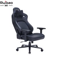 Chaise de jeu en cuir premium, accoudoirs réglables en 3D, vérin à gaz 4 positions, base en acier inoxydable, fonction massage, Bluetooth