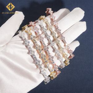 Pulsera y Collar de Moissanita Mini Cross Cluster, Listos para Enviar, 3mm 4mm, Estilo Iced Out, Plata 925, Joyería Hip Hop - Product Image 4