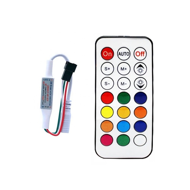 WS2811 WS2812B Led Pixels Strip Light Controller DC MINI 21Keys RF Remote Control 366Modes Change DC5-24V