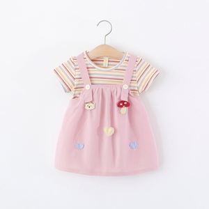 Lindo Vestido de Dos Piezas de Manga Corta con Protección Solar para Bebés y Niñas Pequeñas, <span class=keywords><strong>Ropa</strong></span> para Jugar al Aire Libre Diariamente y Ocasiones Casuales - Product Image 1
