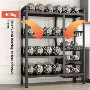 Estante de Almacenamiento de <span class=keywords><strong>Cocina</strong></span> de Metal Negro <span class=keywords><strong>con</strong></span> <span class=keywords><strong>Ruedas</strong></span>, 4 Niveles de Cestas de Alambre y 3 Estantes para Verduras, Frutas y Despensa - Product Image 2
