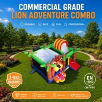 Toboggan Gonflable Certifié EN14960 DFRL avec Filet de Sécurité, Garantie 3 Ans, Capacité >300KG, Thème Cœur Amour pour Extérieur