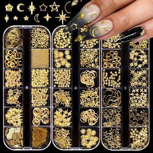 Accessoires de <span class=keywords><strong>nail</strong></span> <span class=keywords><strong>art</strong></span> 3D en alliage métallique mixte à 12 compartiments, cœurs dorés et argentés, perles, strass DIY pour manucure – Vente chaude - Product Image 4