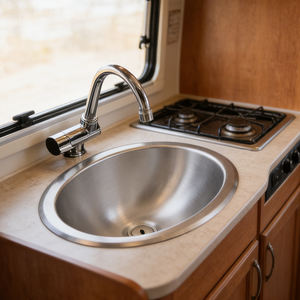 Évier de <span class=keywords><strong>camping</strong></span>-<span class=keywords><strong>car</strong></span> en acier inoxydable argenté au design moderne, <span class=keywords><strong>prix</strong></span> bas, application pour <span class=keywords><strong>camping</strong></span>-<span class=keywords><strong>car</strong></span>, lavabo avec robinet à trou unique - Product Image 2