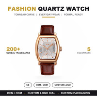 Jam Tangan SKMEI 9306 Quartz Tali Kulit Casing Tonneau Arloji Pria Bisnis Formal Tanggal Detik Kecil Tahan Air 30M
