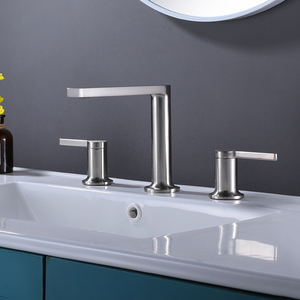 Kidinux CUPC in ottone spazzolato rubinetto di vanità bagno 3 fori con scarico a scomparsa e linee di alimentazione - Product Image 2