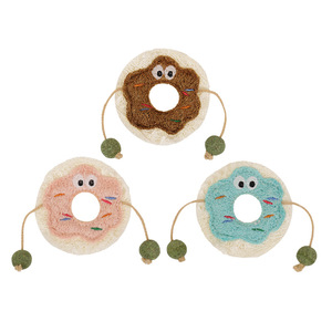 Juguetes para gatos con forma de donut de dibujos animados, esponja de lufa natural, bolas de menta, juguete masticable para limpieza de dientes para gatos y perros, tamaño pequeño - Product Image 1