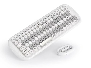 Combo de Teclado y Ratón Inalámbrico Colorido y Atractivo, Teclas Redondas Retro, Juego de Teclado y Ratón Tipo Escritura para PC, Laptop, Notebook, Escritorio - Product Image 1