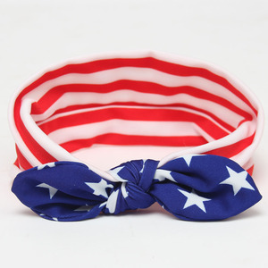 Diadema DE LA INDEPENDENCIA Bandanas Patrón de la bandera americana Bowknot Tela elástica Diadema Linda Acces Día DE LA INDEPENDENCIA Diadema anudada - Product Image 5