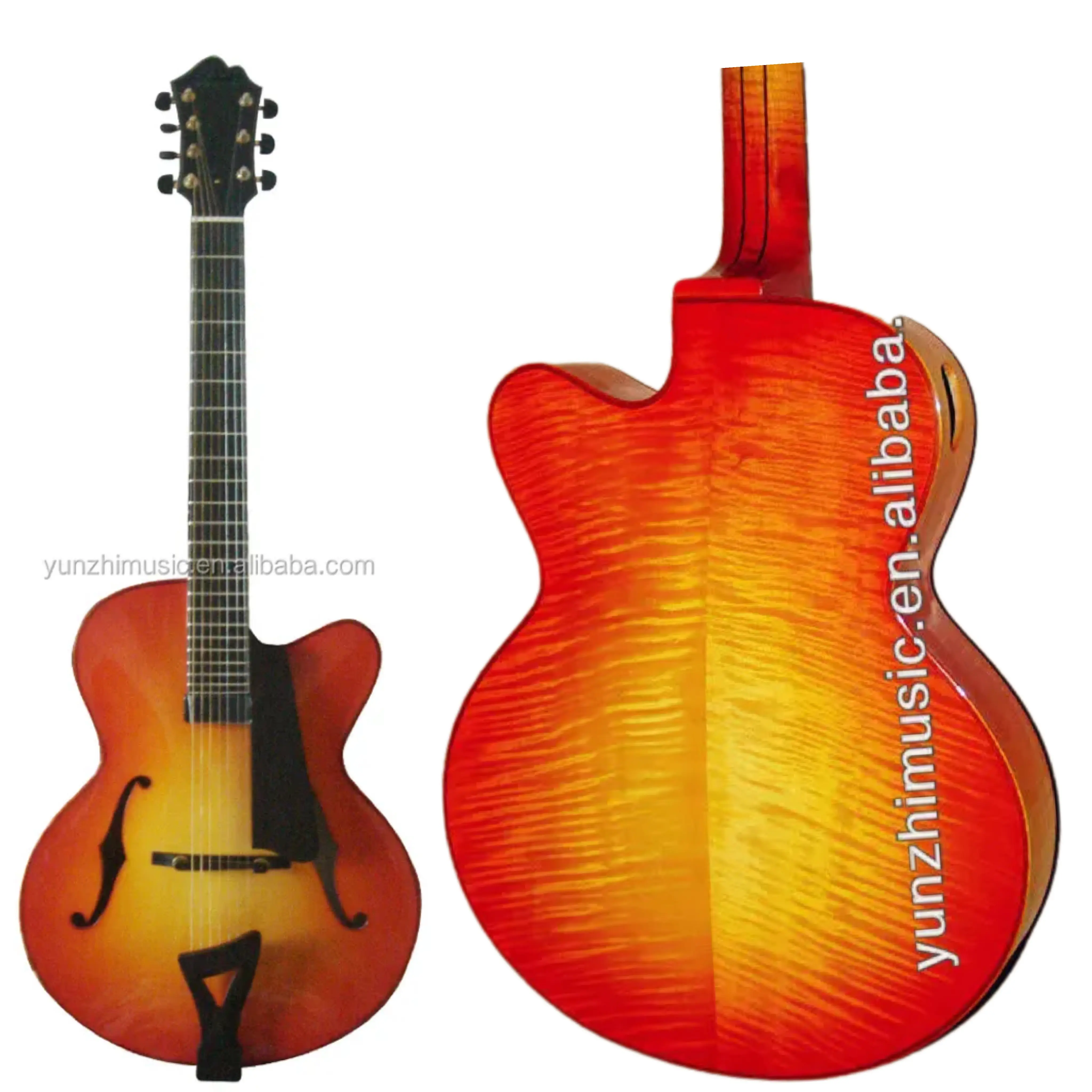 17 אינץ 7 מיתרים בעבודת יד באופן מלא גוף חלול archtop גיטרה חשמלית