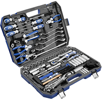 GOODKING 132 pièces, ensemble d'outils mécaniques, kit d'outils à main avec matériau CRV, boîte en métal robuste à 3 tiroirs pour la réparation automobile, modèle 11322