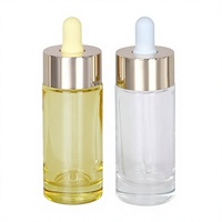 Botol Tetes Silinder Bening Pasokan Pabrik, Botol Esens Kosmetik 30ml, Botol Parfum Kaca Buram Cincin Emas, Kemasan Minyak