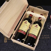 Boîte à vin en bois de paulownia rôti antique 2 bouteilles de rangement en bois avec technique polie