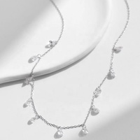 OEM Collier Goutte d'Eau en Argent 925 de Luxe Meilleur Ami Chaînes Fines Collier avec Pompon en Zircone Cubique Colliers Ras du Cou Minimalistes Dainty pour Femmes