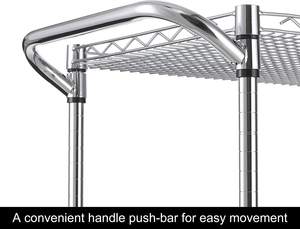 Chariot utilitaire robuste de qualité commerciale à 3 niveaux, chariot de roulement de fil avec barre de poignée, chariot de Service en acier avec roues - Product Image 3