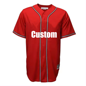 Knopf-Mesh-Softball-Trikots Maßgefertigte Streetwear Halloween <span class=keywords><strong>Baseball</strong></span>-Uniform Rot Jungen Retro Japanisches <span class=keywords><strong>Baseball</strong></span>-Trikot - Product Image 2