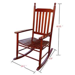 DB Modern Brown Solid Wood Porch <b>Rocker</b> <b>Chair</b> Versatile for <b>Garden</b> Exterior Park Villa Courtyard Farmhouse Leisure Leisure - Product Image 5