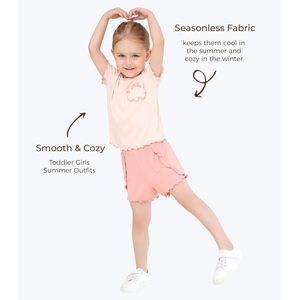 Conjunto de 2 piezas para bebé niña al por mayor: camiseta y pantalón corto de verano, ligero, de fibra de bambú, transpirable, para dormir - Product Image 4