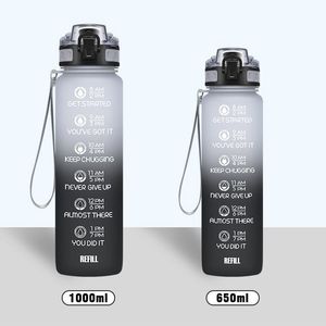 Logo personalizzato 32Oz Bpa gratis bottiglia di motivazione per bere plastica Tritan palestra Sport bottiglia d'acqua con paglia per esterni