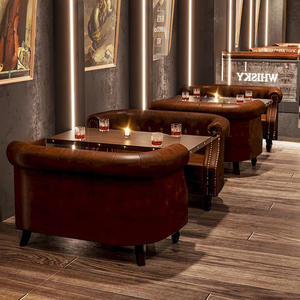 <span class=keywords><strong>Bar</strong></span> rétro canapé stand barre lumineuse petite taverne Dessert boutique lait thé boutique café américain table et chaise ensemble - Product Image 4