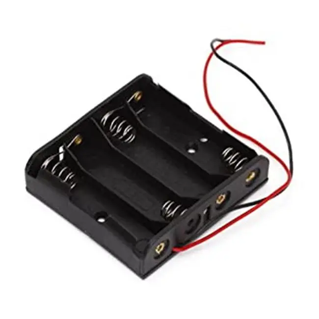 4 Cell 1.5V 4AA Battery Holder Black Color Plastic Case With Wire Lead 4 AA Plastic Battery Holder